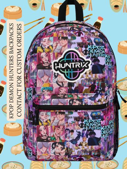 Discover KPOP DEMON hunters HUNTR/X Collage - Vibrant Graphic Backpack for Anime Lovers, Stylish School Bag, Perfect Gift for Students