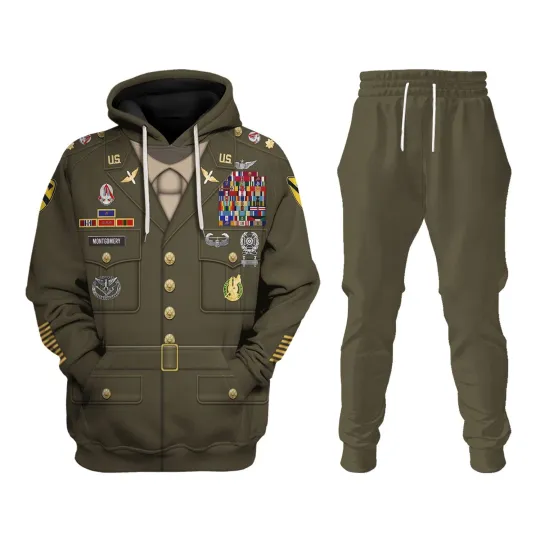 Discover Army Green Service Uniform All Over Print Hoodie Sweatpant