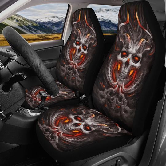 Discover Skull Seat Cover for car, skull mat for car, Grim reaper skull seat cover mat for car Gothic skull car seat cover, skull mat cover for car
