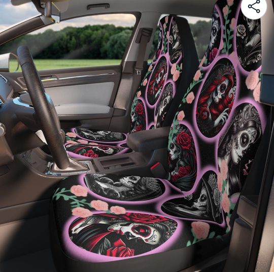Discover Car Accessories For Women Car Seat Covers For Women New Car Gift Sugar Skull Los Dias De Los Los Muertos Decor