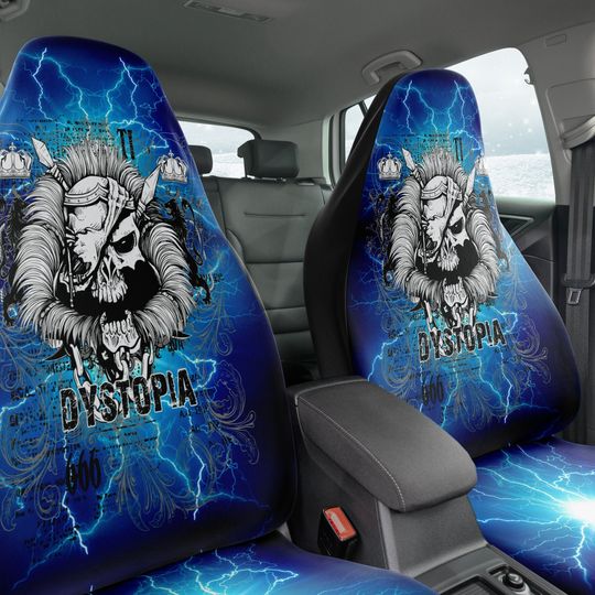 Discover Skull Dystopia Car Seat Covers: Pirate Skeleton, Goth Metal Vehicle Decor