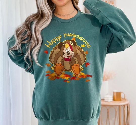 Disney Thanksgiving Turkey Sweatshirt, Mickey Turkey Disney Happy Thanksgiving Sweatshirt, Fall Sweatshirt, Mickey Thanksgiving