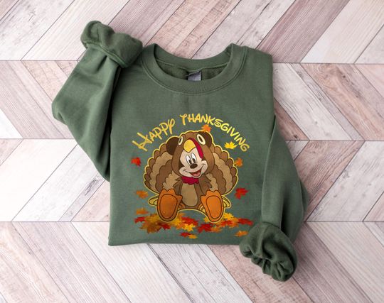Discover Mickey Turkey Disney Happy Thanksgiving Sweatshirt, Disney Thanksgiving Turkey Sweatshirt, Mickey Thanksgiving Sweatshirt, Fall Sweatshirt