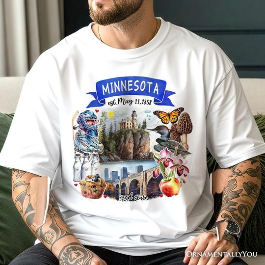 Discover Artistic Minnesota State Themes and Landmarks T-Shirt, Tee for History and Travel Lovers