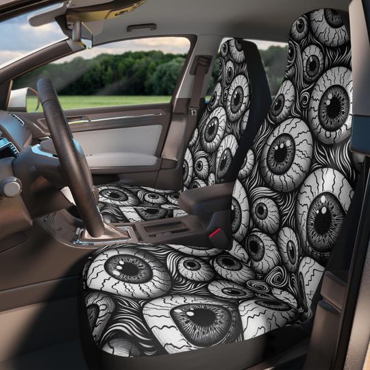 Discover Creepy Eyeball Car Seat Covers: Goth Emo Car Accessory - Set of Two