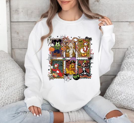 Mickey & Friends Spooky Sweatshirt, Disney Mickey Halloween Coquette Sweater, Disney Halloween Spooky Season