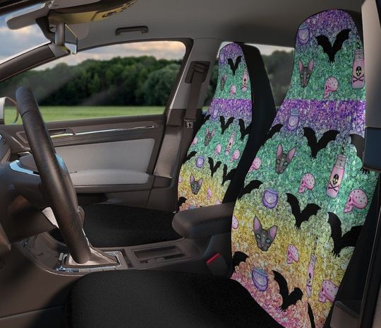 Discover Rainbow Glittery Witch Car Seat Covers~Heart|Paint Splatter|Pastel|Covers|Cute|Punk Car Accessories