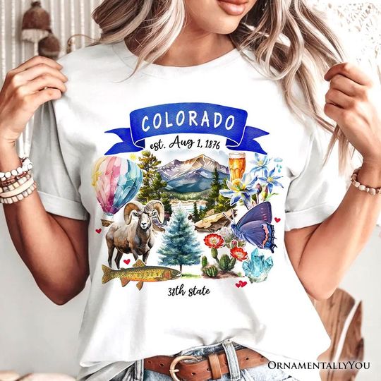 Discover Artistic Colorado State Themes and Landmarks T-Shirt, Tee for History and Travel Lovers