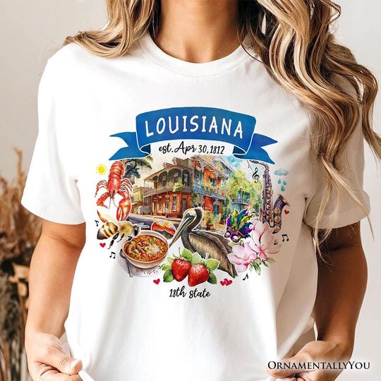 Discover Artistic Louisiana State Themes and Landmarks T-Shirt, Tee for History and Travel Lovers