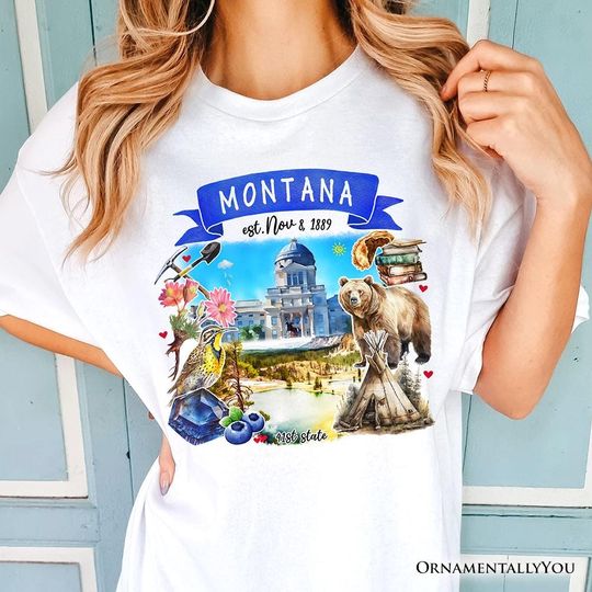 Discover Artistic Montana State Themes and Landmarks T-Shirt, Tee for History and Travel Lovers
