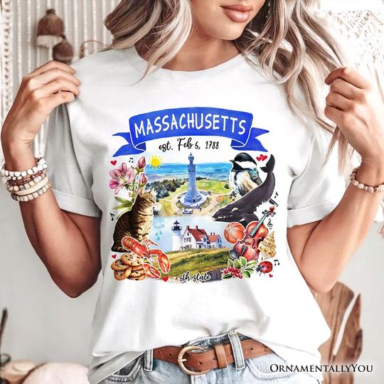 Discover Artistic Massachusetts State Themes and Landmarks T-Shirt, Tee for History and Travel Lovers