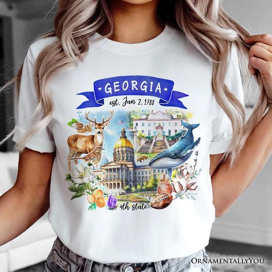 Discover Artistic Georgia State Themes and Landmarks T-Shirt, Tee for History and Travel Lovers