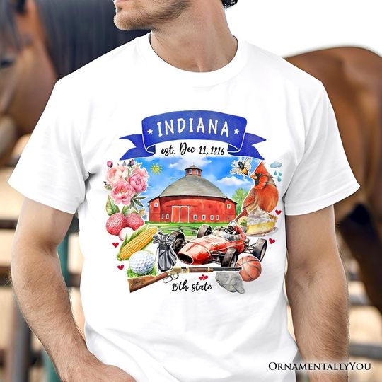 Discover Artistic Indiana State Themes and Landmarks T-Shirt, Tee for History and Travel Lovers