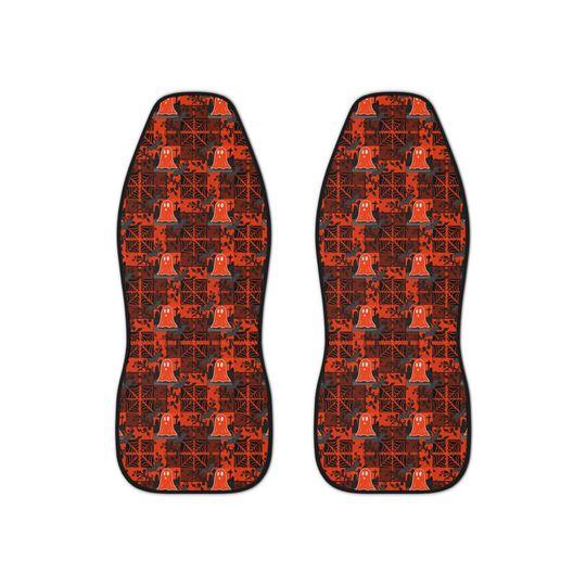 Discover Car Seat Covers Orange ghosts webs and bats