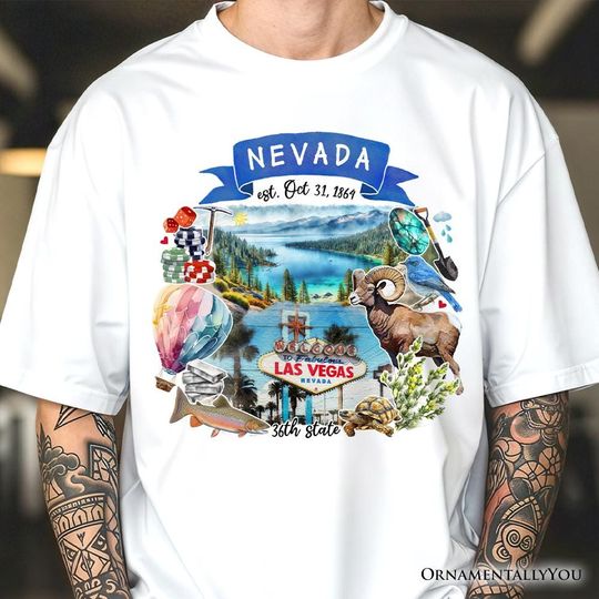 Discover Artistic Nevada State Themes and Landmarks T-Shirt, Tee for History and Travel Lovers