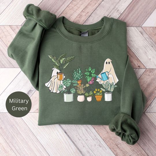 Discover Ghost Plant Sweatshirt, Ghost Sweatshirt, Spooky Gardener Hoodie, Halloween Ghost Sweatshirt, Halloween Plants Sweatshirt, Mom Sweater