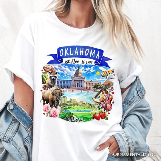 Discover Artistic Oklahoma State Themes and Landmarks T-Shirt, Tee for History and Travel Lovers