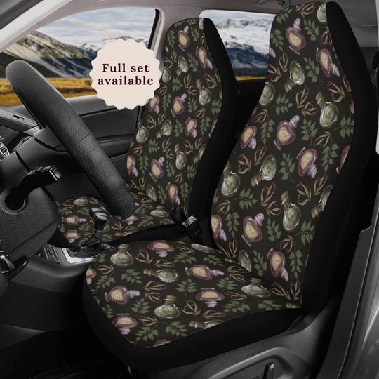 Discover Witchy Car Seat Cover For Vehicle Steering Wheel Cover For Women Potion Bottle Car Decor Skull Car Seat Covers Dark Academia Car Sunshade
