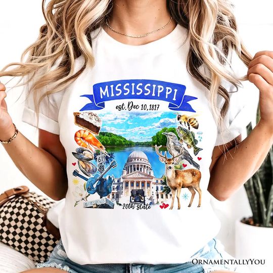 Discover Artistic Mississippi State Themes and Landmarks T-Shirt, Tee for History and Travel Lovers