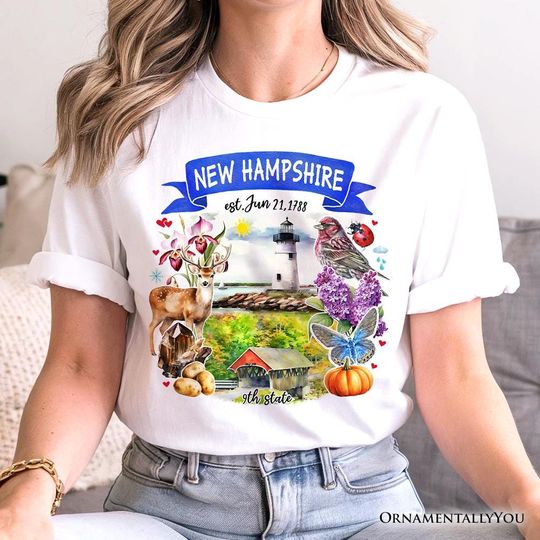 Discover Artistic New Hampshire State Themes and Landmarks T-Shirt, Tee for History and Travel Lovers