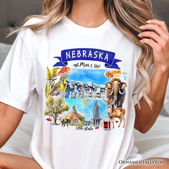 Discover Artistic Nebraska State Themes and Landmarks T-Shirt, Tee for History and Travel Lovers