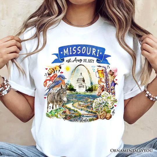Discover Artistic Missouri State Themes and Landmarks T-Shirt, Tee for History and Travel Lovers