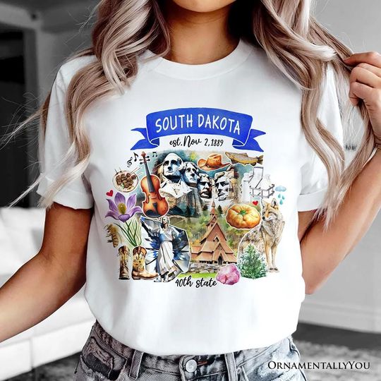 Discover Artistic South Dakota State Themes and Landmarks T-Shirt, Tee for History and Travel Lovers