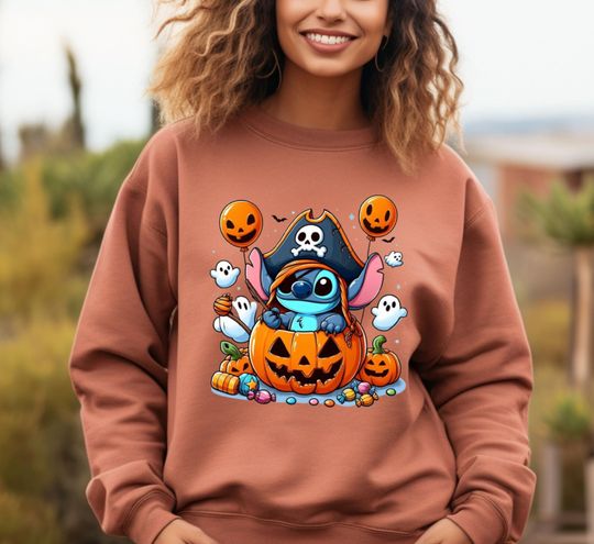 Disneyland Fall Sweatshirt, Halloween Stitch Pumpkin Sweatshirt, Stitch Halloween Matching, Stitch Gift
