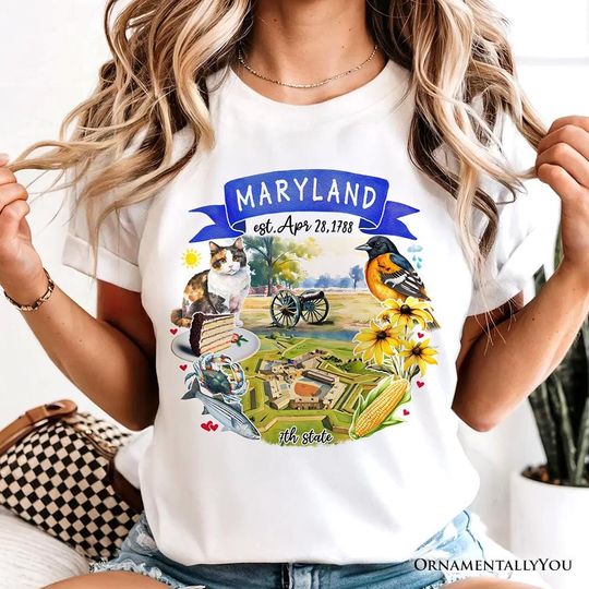 Discover Artistic Maryland State Themes and Landmarks T-Shirt