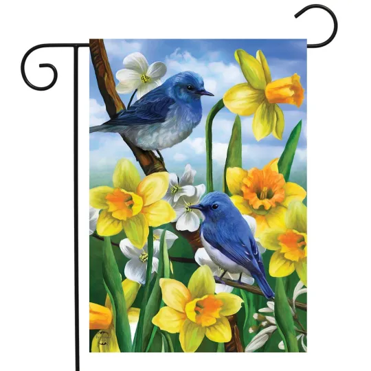 Discover Briarwood Lane Bluebirds and Daffodils Garden Flag