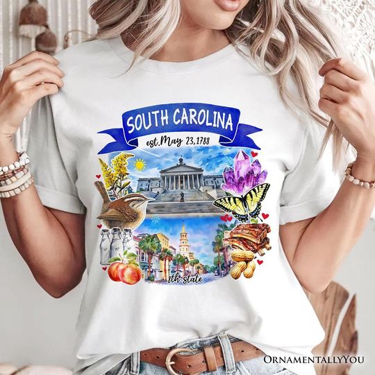 Discover Artistic South Carolina State Themes and Landmarks T-Shirt