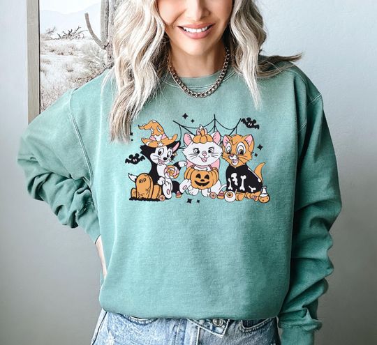 Discover Cats Halloween Sweatshirt, Aristo Cat Halloween Sweatshirt, Pumpkin Sweater, Cute Cat Sweatshirt, Disney Halloween Sweater