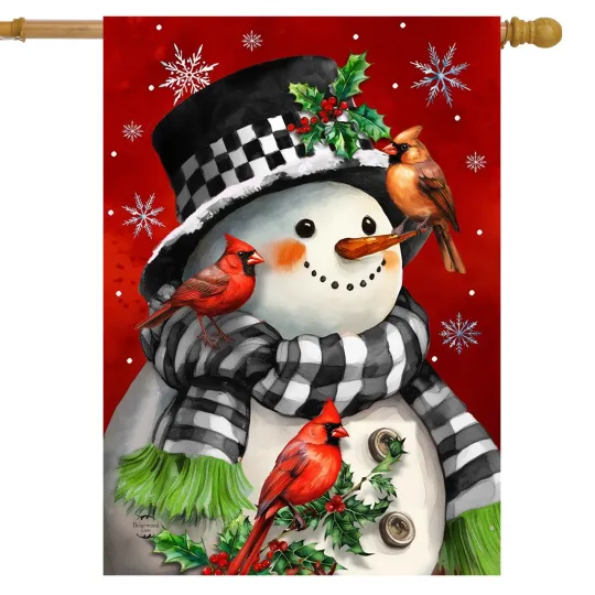 Discover Briarwood Lane Snowman with Cardinals Garden Flag