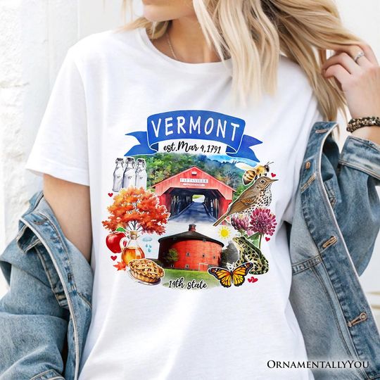 Discover Artistic Vermont State Themes and Landmarks T-Shirt