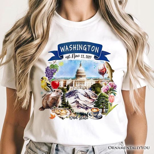 Discover Artistic Washington State Themes and Landmarks T-Shirt