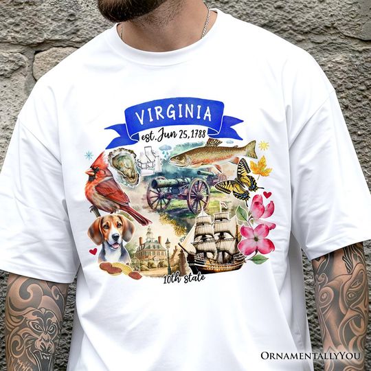 Discover Artistic Virginia State Themes and Landmarks T-Shirt