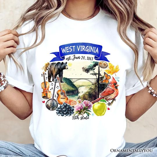 Discover Artistic West Virginia State Themes and Landmarks T-Shirt