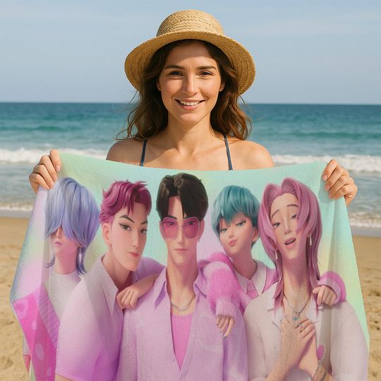 Discover Kpop Anime Beach Towel, Saja Boys, Personalized Custom Gift, Kpop Demon Hunters