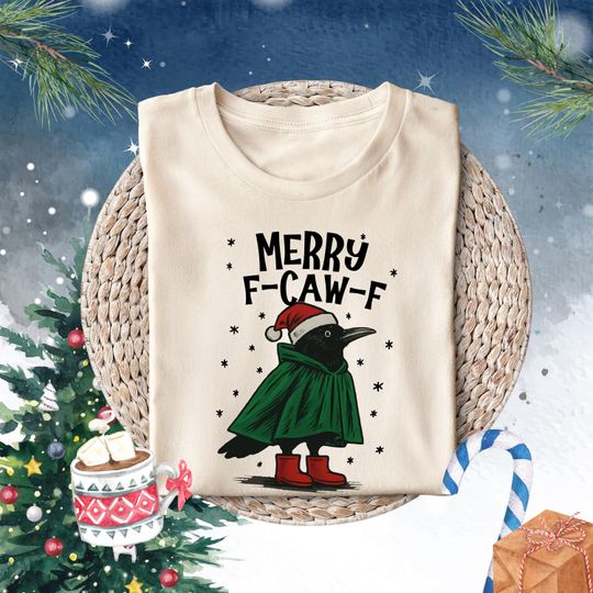 Discover Christmas Crow Shirt, Merry F- Caw -F Shirt, Raven Christmas Shirt, Raven Lover Gift, Merry Christmas, Holiday Crow Shirt, Christmas Gift