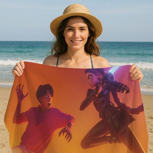 Discover Rumi vs Jinu Beach Towel, Anime Girl Towel