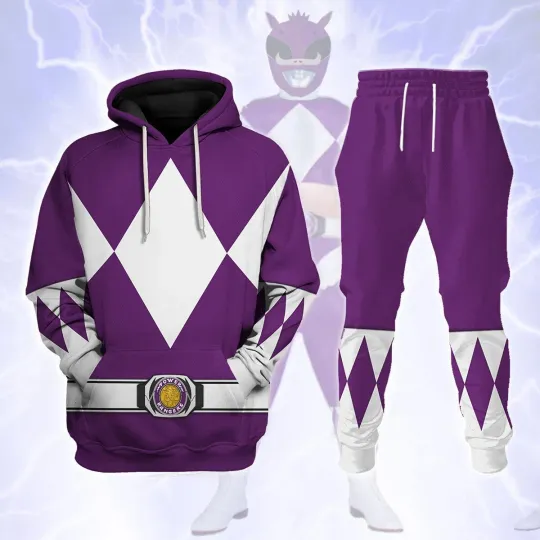 Discover Bulk And Skull Purple Ranger Cosplay Hoodie and Jogger Set