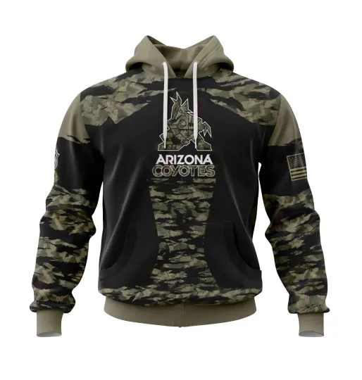Discover Arizonna Coyotes Hoodie Personalize Military Camo Hockey Team Christmas Gift