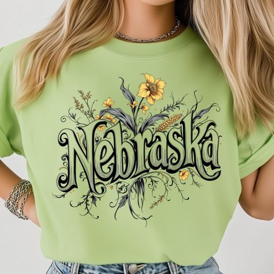 Discover Nebraska PNG, Floral State Art, Country Pride Illustration, Nature Posters, Farm Inspired Design, USA State Shirt Design