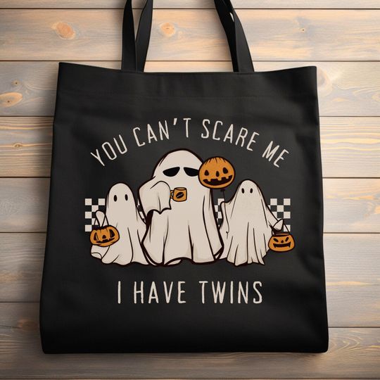 Halloween Treat Bags For Twin Mom Ghost Tote Bag Trick Or Treat Tote Its Fall Yall Gift For Twin Mom Spooky Season Candy Bag Twin Mama Gift