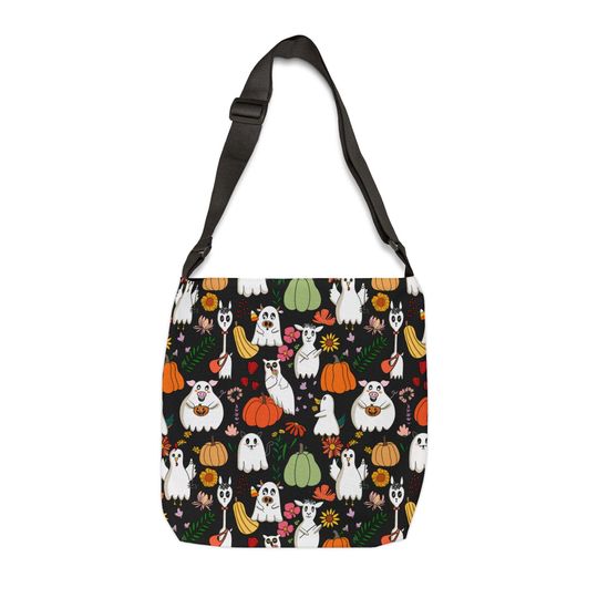 Discover Halloween Tote Bag, Farm Animals Ghost Design, Cute Fun Loving Halloween Bag, Trick or Treat Bag, Halloween Party Gift, Halloween Costume