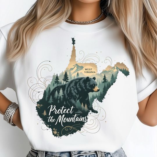 Discover West Virginia State  Nature PNG, Scenic Bear Mountain Forest Png, Protect the Mountains Countryside Art, Poster, USA State Shirt Sublimation