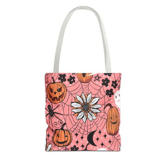 Discover Pumpkin Halloween Tote Bag: Trick or Treat Bag Cute Halloween Tote Bag Pumpkins Shoulder Bag