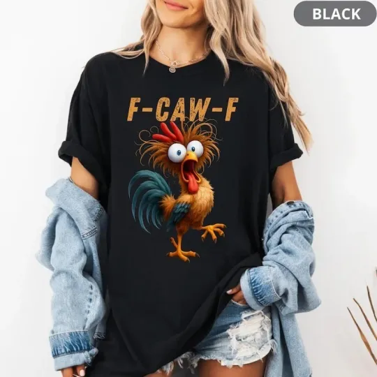 Discover Funny Rooster Meme Shirt, F-CAW-F Chicken Humor Tee