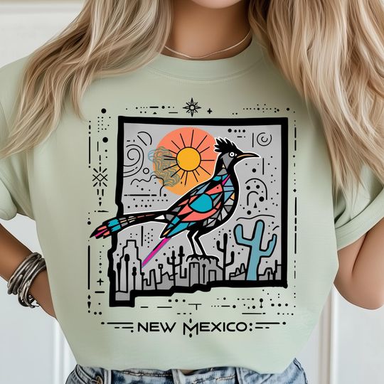 Discover New Mexico State Pop Art PNG, Abstract Bird Poster, Desert Sunset Illustration, Cactus State Travel Print, State Shirt Sublimation