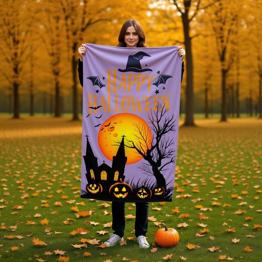 Custom Halloween Beach Towel: Spooky Pumpkin Name Print